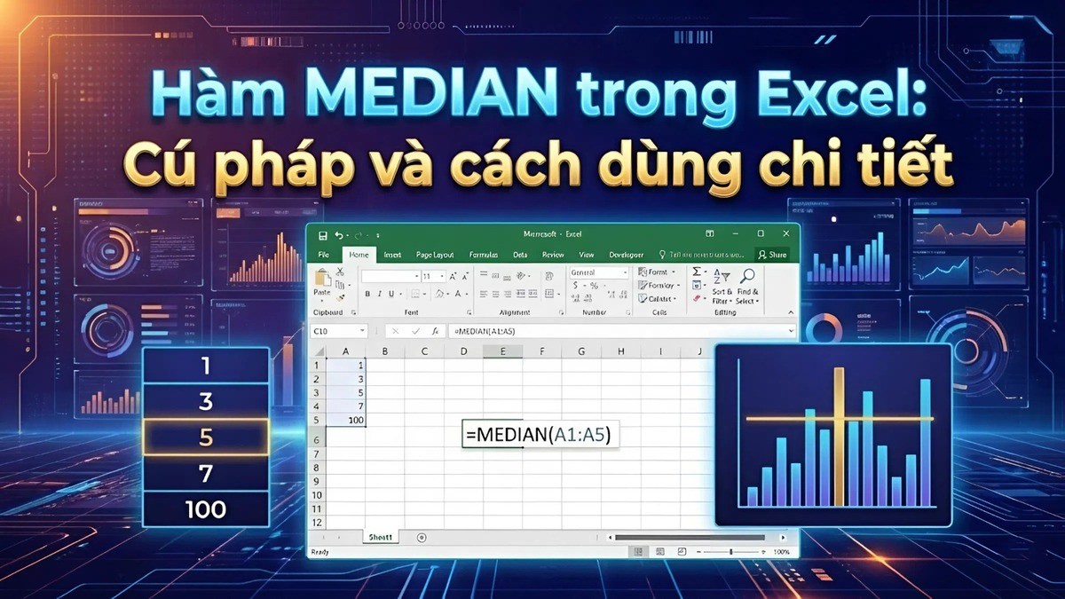 Hàm MEDIAN trong Excel: Cú pháp và cách dùng chi tiết